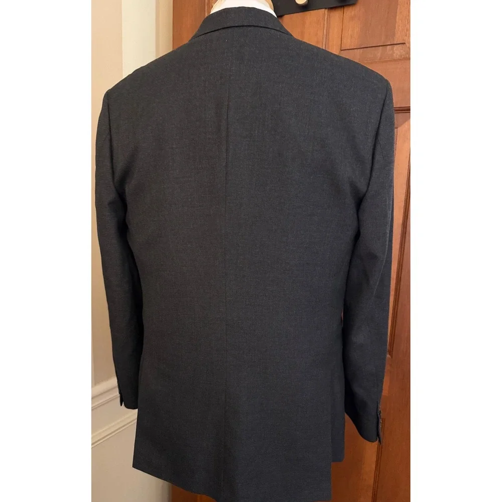 Banana Republic Pindot Sport Coat Mens 42R Dark Gray Two-Button‎ Blazer Jacket